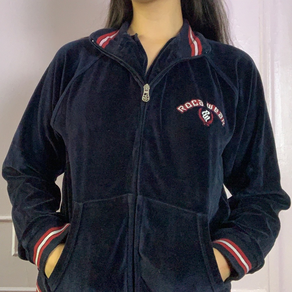 Vintage Rocawear Men's Collared Zip Up Sweater